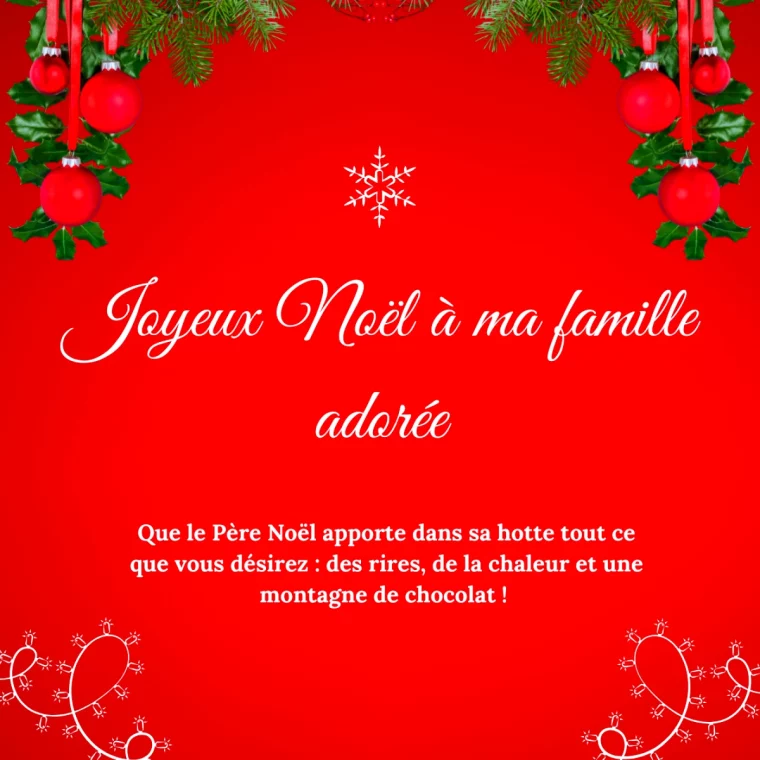 carte joyeux noel a envoyer a la famille rouge