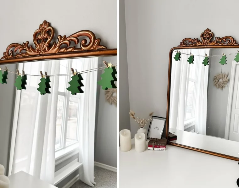creation pour noel guirlande minimaliste sapin papier colore vert
