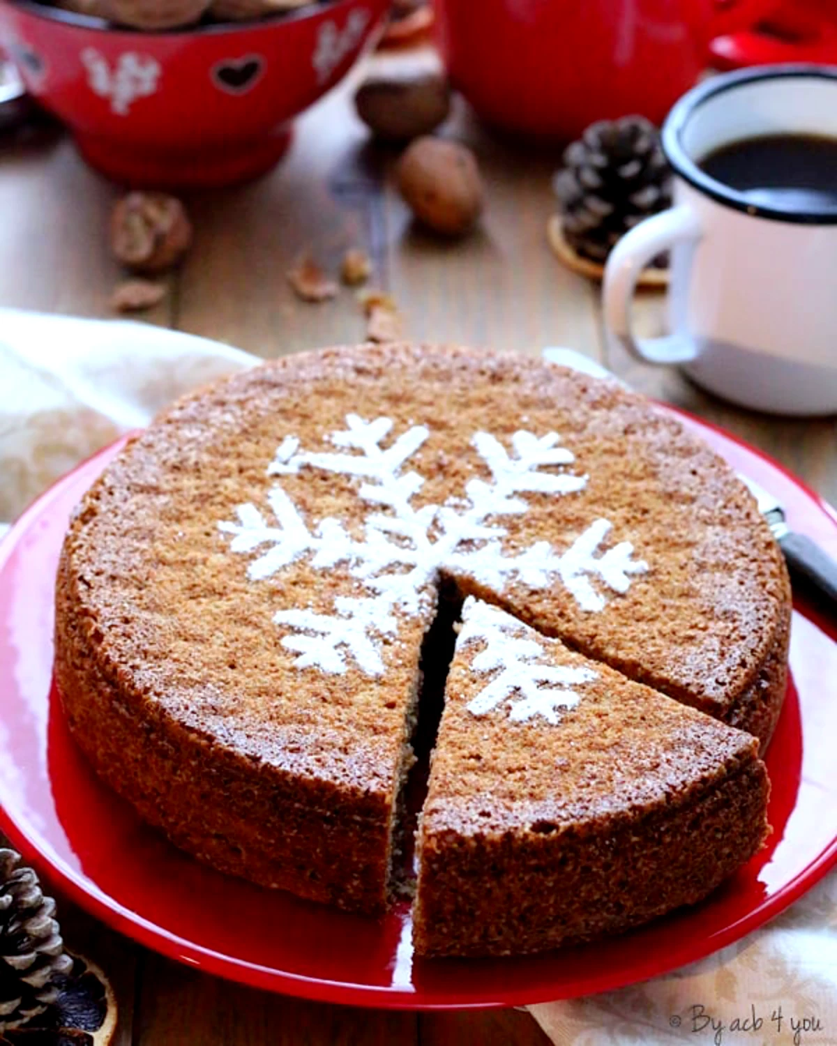 decoration de noel pochoir maison flocon sur un gateau