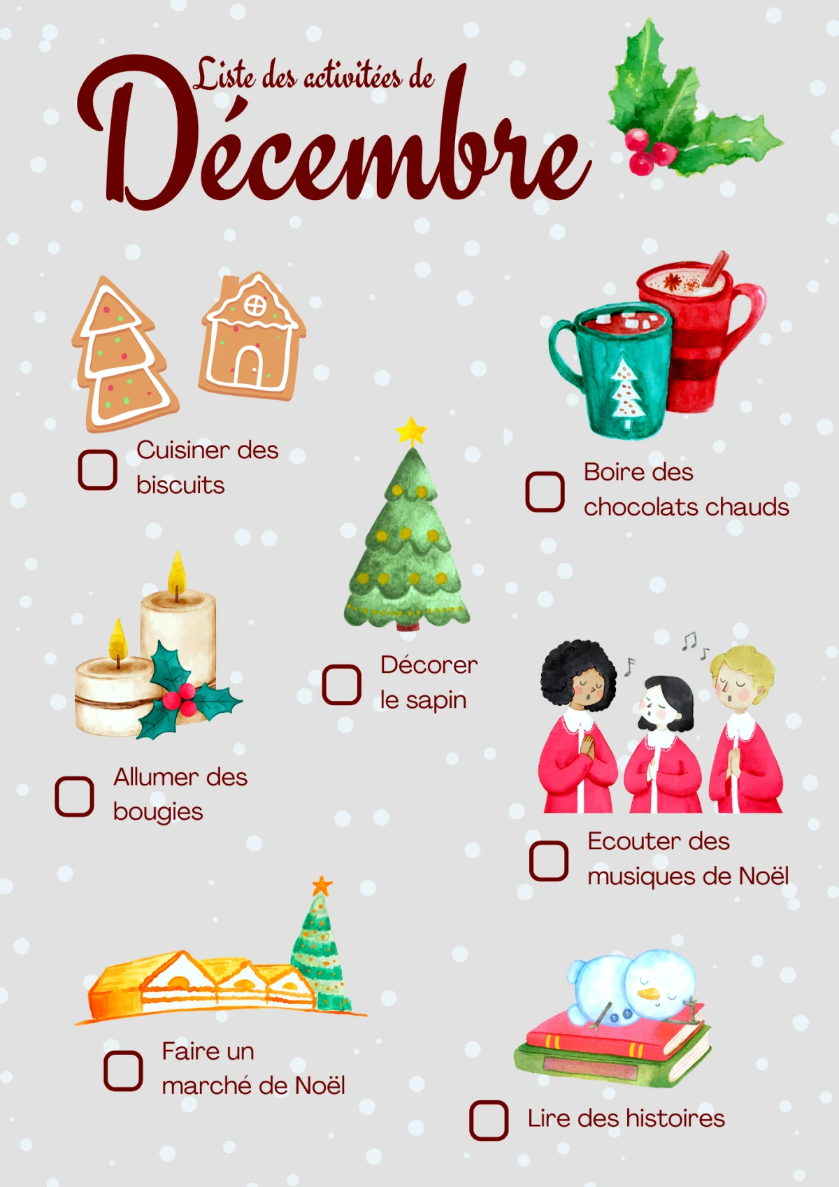 liste a imprimer avec des activites a faire decembre maternelle