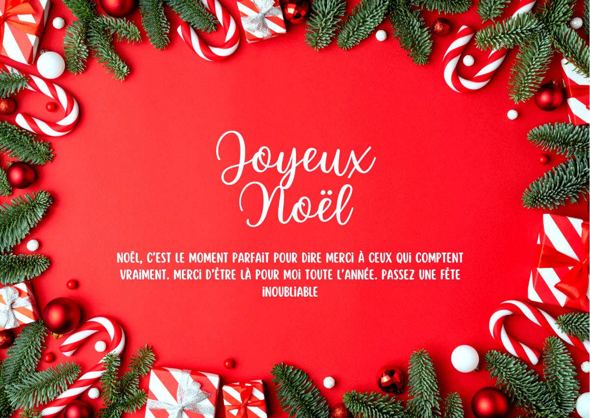 exemple de carte de noel a envoyer sur un fond rouge