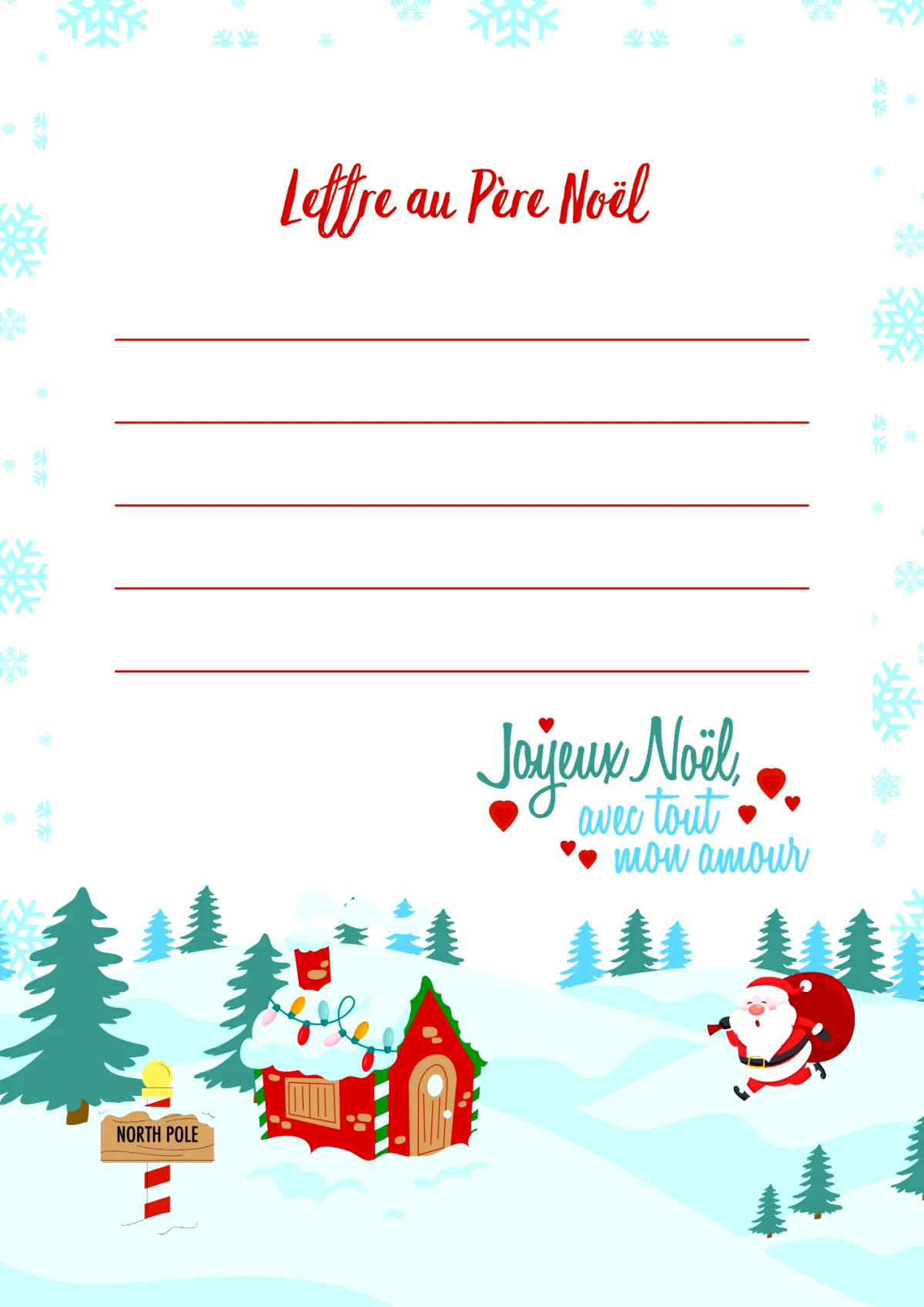 exemple lettre pere noel simple pour les plus petits