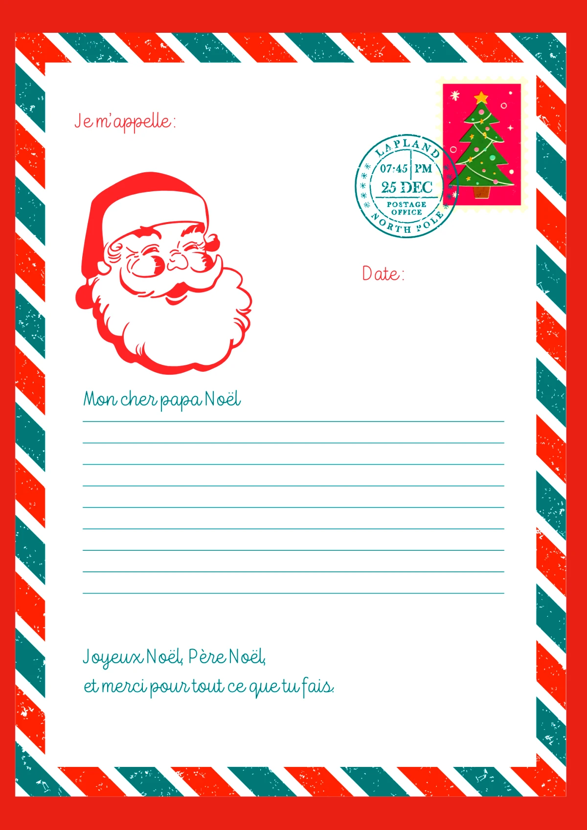 format a4 lettre pere noel a poster