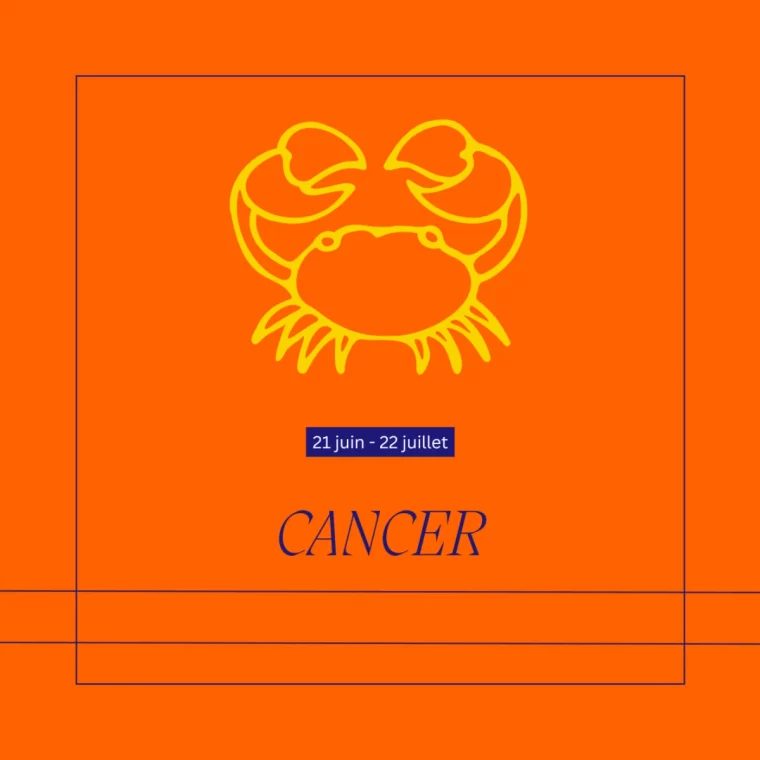 horoscope cancer 2025 design sur fond orange