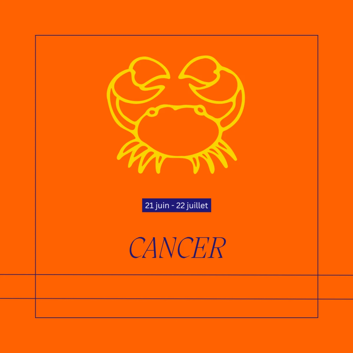 horoscope cancer 2025 design sur fond orange