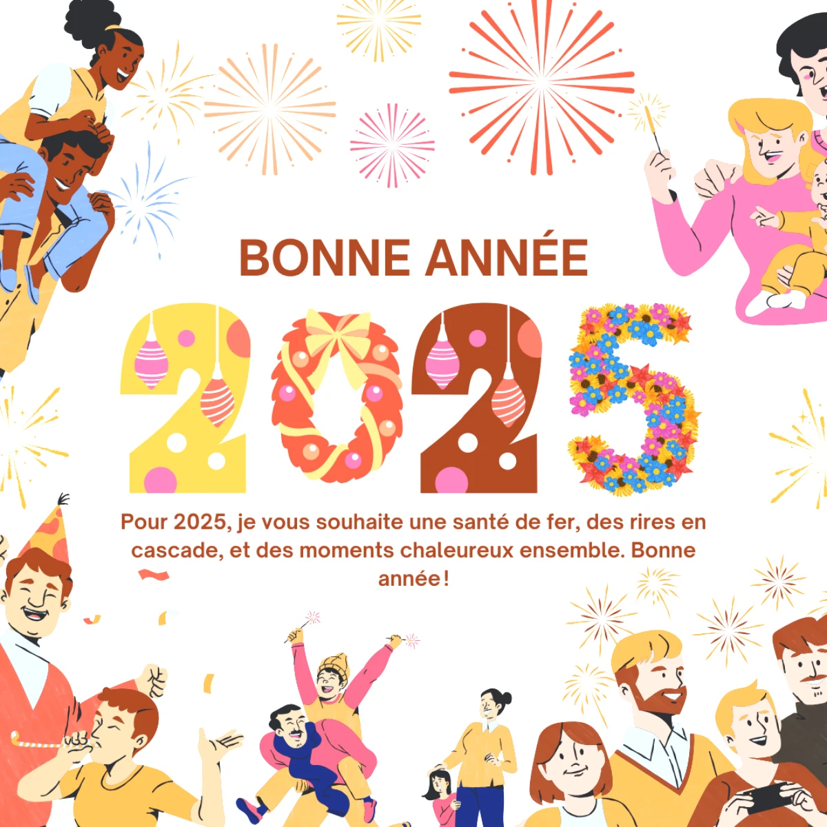 illustration bonne annee 2025 a envoyer a la famille