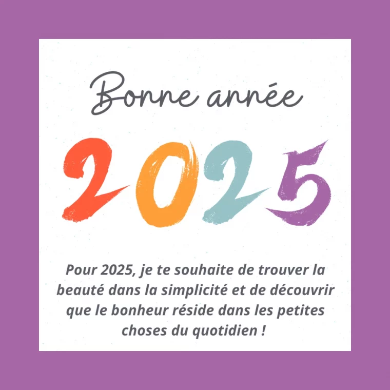 image bonne annee 2025 texte philosophique couleur violet