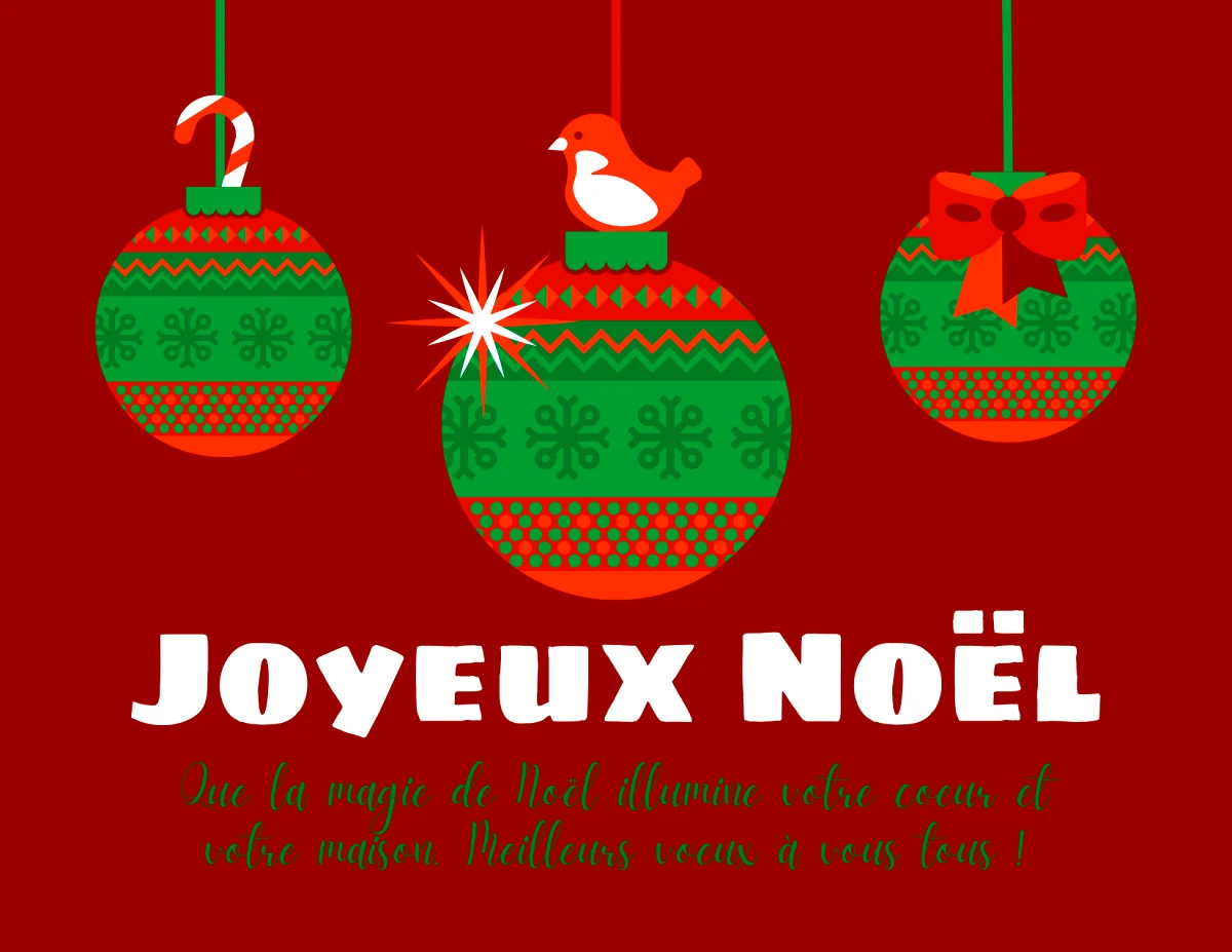 images joyeux noel avec un voeu a telcharger boules de sapin sur un fond rouge