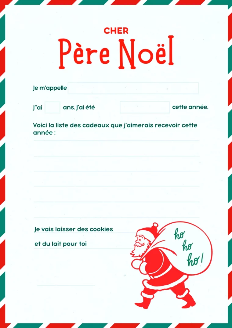 lettre au pere a noel a imprimer et prete a telecharger