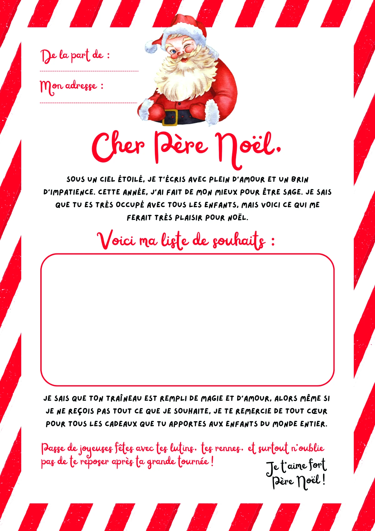 lettre de pere noel design original