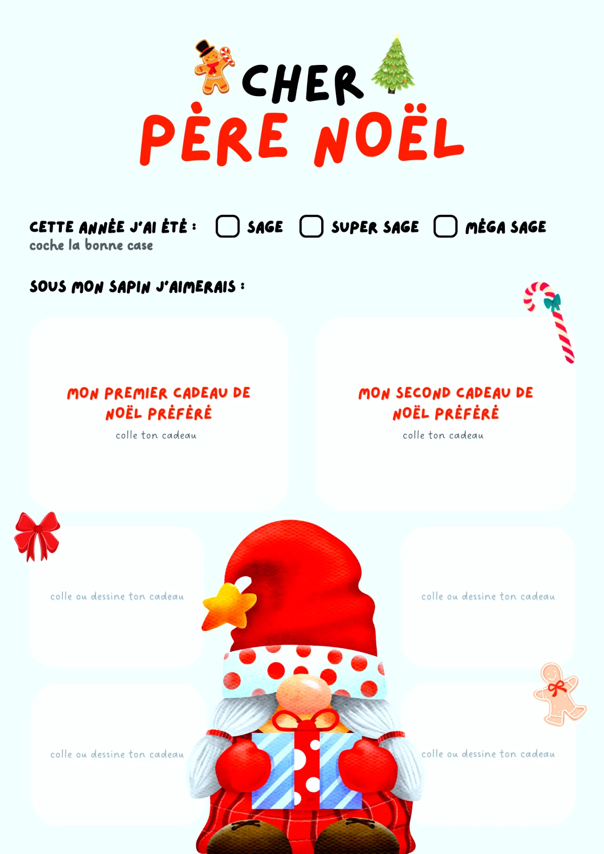 lettre pere noel avec des cases a remplir