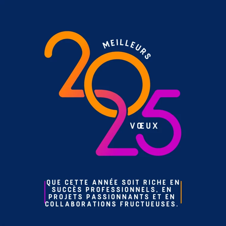 message voeux bonne année 2025 bleu marine blanc pour les collegues