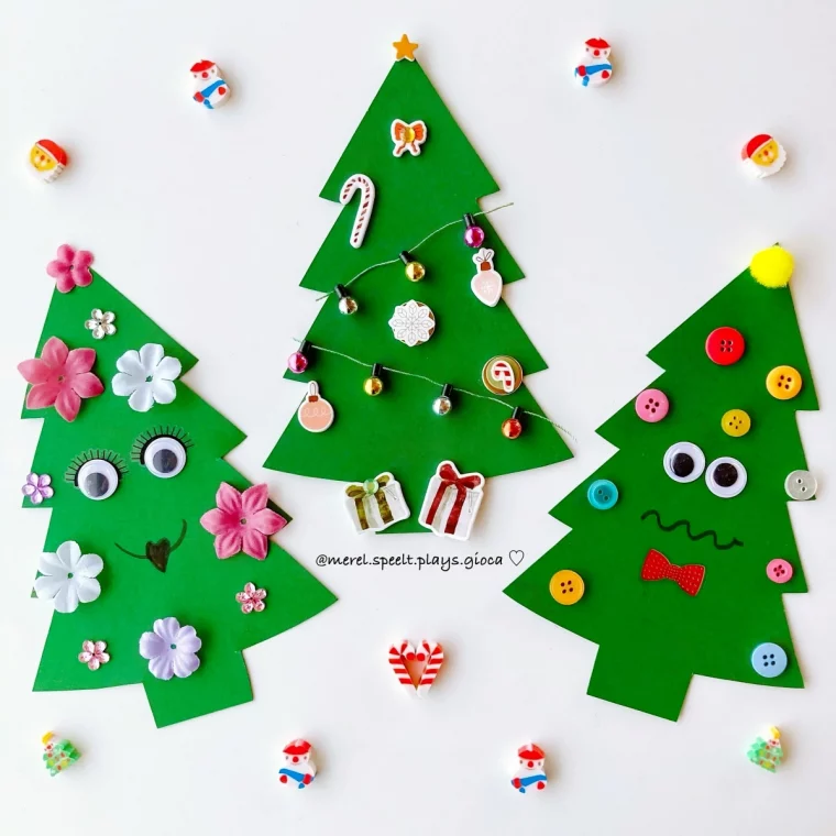 sapin papier colore vert yeux mobiles activite noel enfant