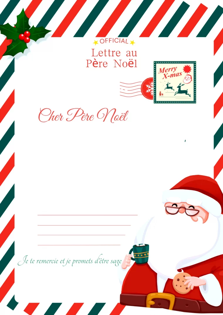 une lettre classique pere noel a imprimer gratuitement