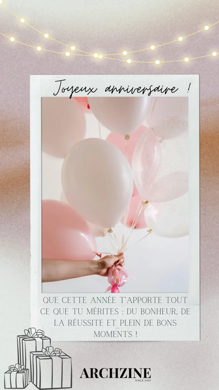 carte ballons guirlande lumineuse joyeux anniversaire texte touchant amie
