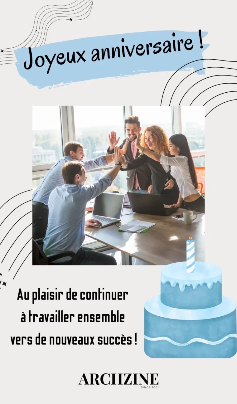 carte voeux joyeux anniversaire collegue travail office bureau