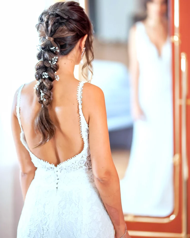coiffure mariage cheveux long tresse