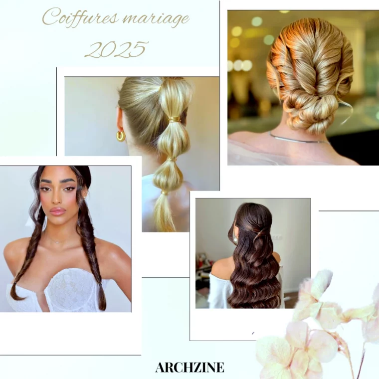 coiffures tendances cheveux longs mariage 2025