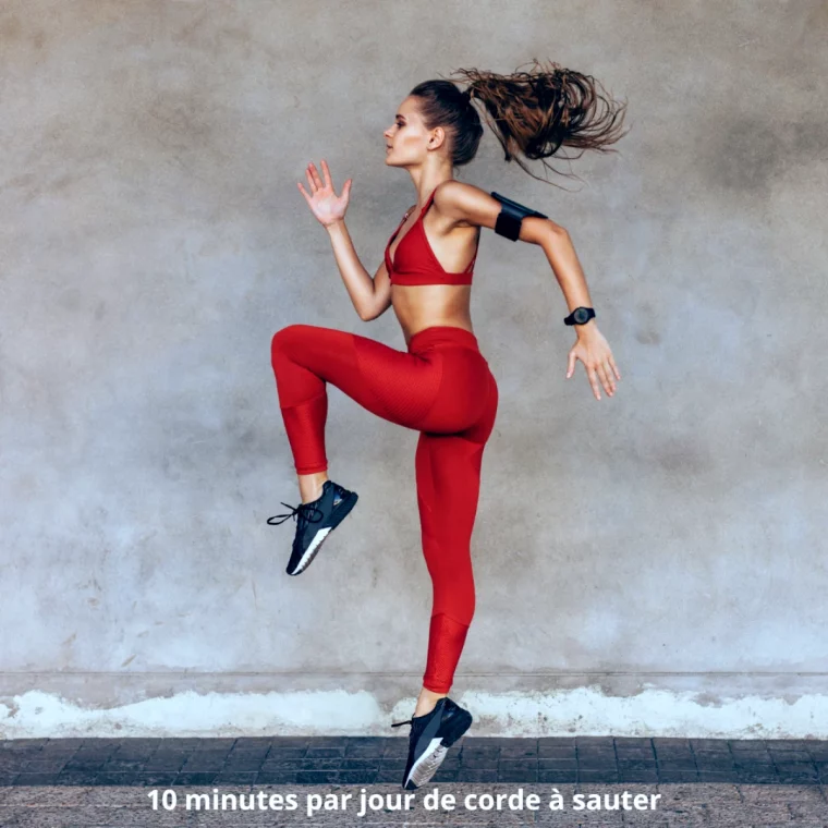 exercices pour faire fondre la graisse du ventre femme tenue rouge qui fait du sport