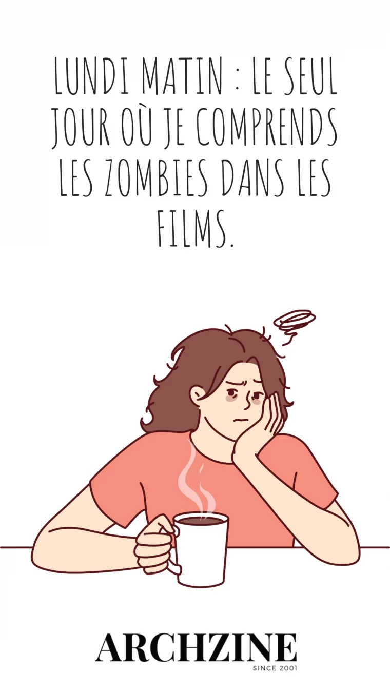 illustration personne triste tasse boisson chaude citation lundi