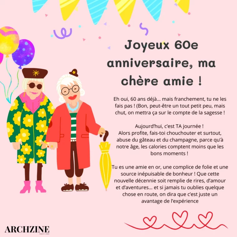 message pour souhaiter un joyeux anniversaire a sa meilleure amie femme 60 ans illustration