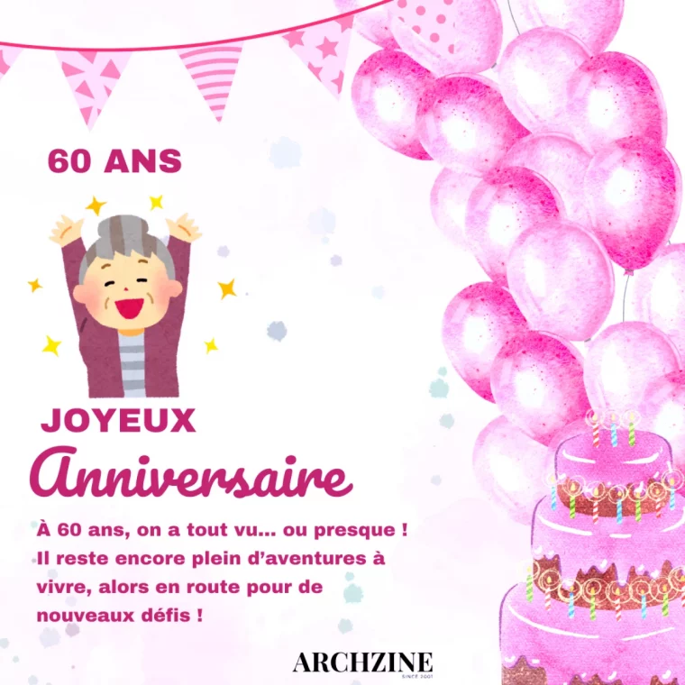 messages et cartes pour anniversaire femme 60 ans illustration