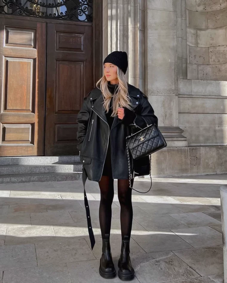 total look noir femme tendance hiver 2025