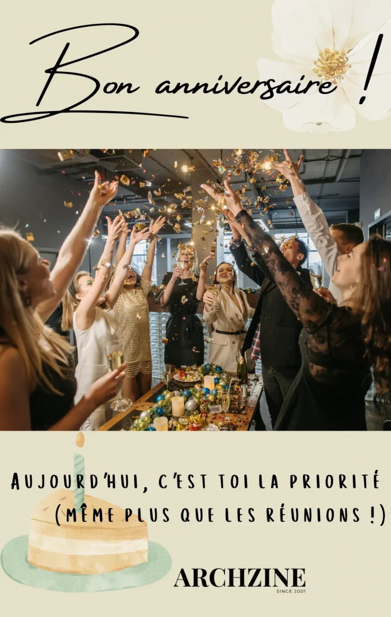 voeux anniversaire collegue celebration equipe confetti table