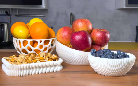 decoration avec une impression 3d paniers blancs pour des fruits