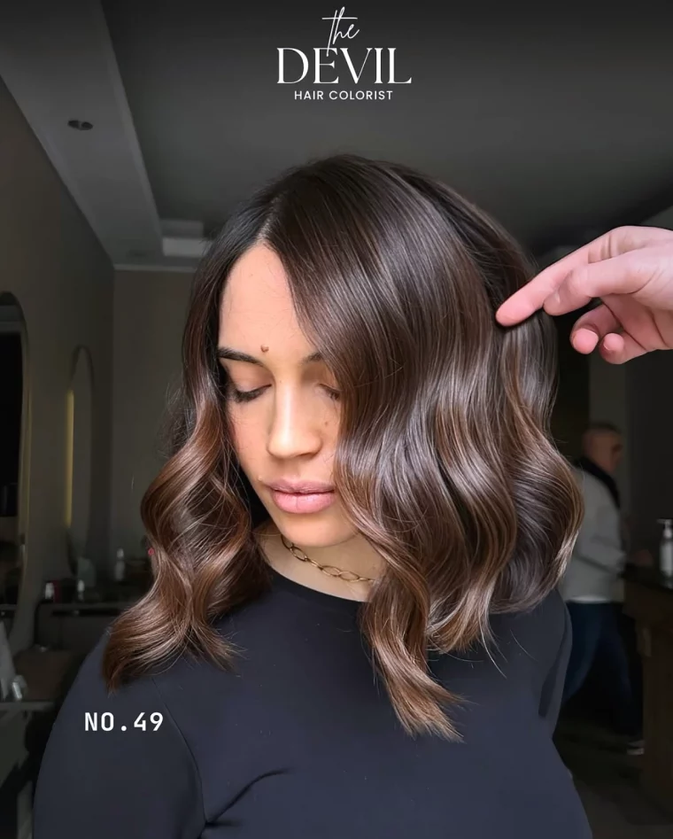 exemples et photos de balyage chocolat cheveux noirs