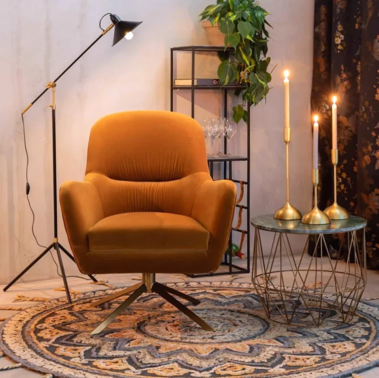 fauteuil decoration boheme chic lampe et bougies