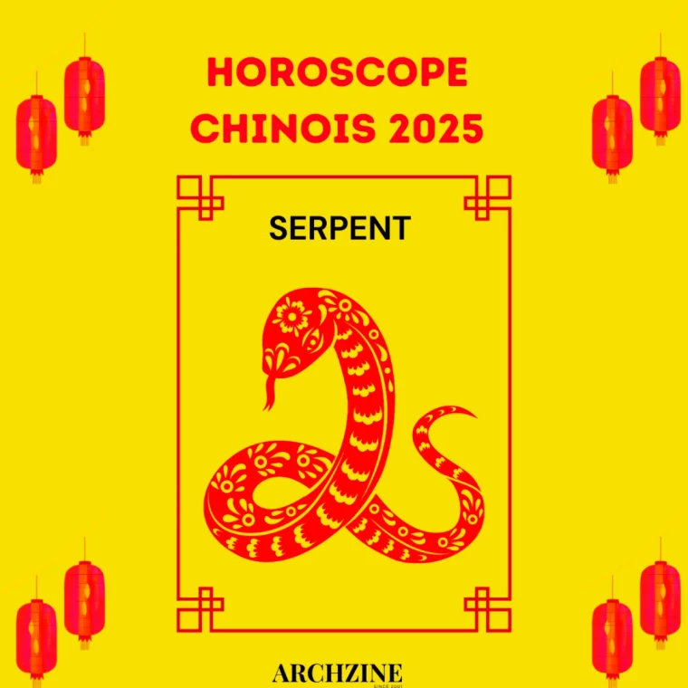 horosocope chinois 2025 serpent illustration sur fond jaune