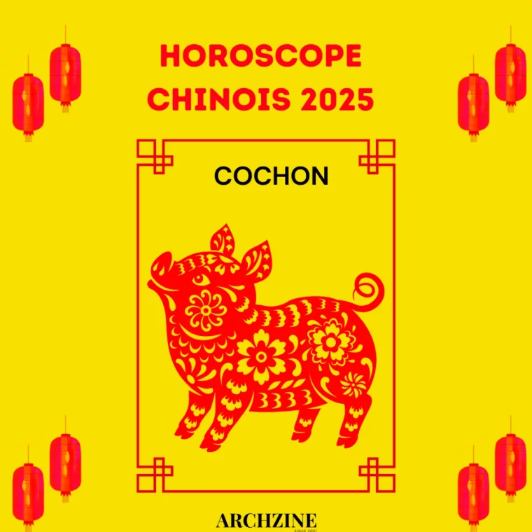 horosocope cochon chinois 2025 illustration jaune