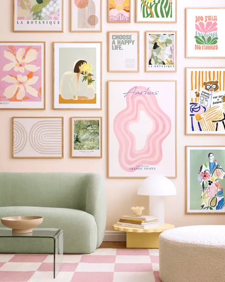 idees de deco avec des tableaux roses