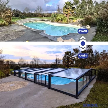 un abri de piscine sokool photo avant et apres