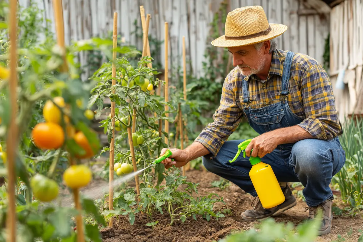 prenez le de votre cuisine et pulvyrisez vos tomates. les taches brunes disparaytront