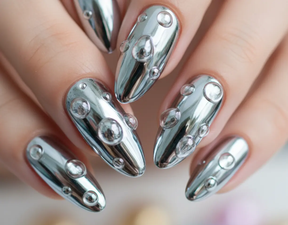 manucure 3d chrome lastuce pour des ongles verre liquide 2