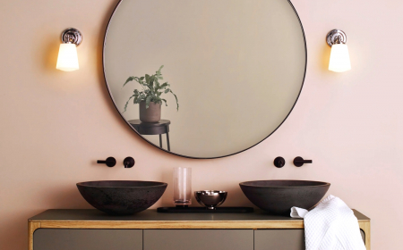 idees de lumianires salle de bain miroir rond