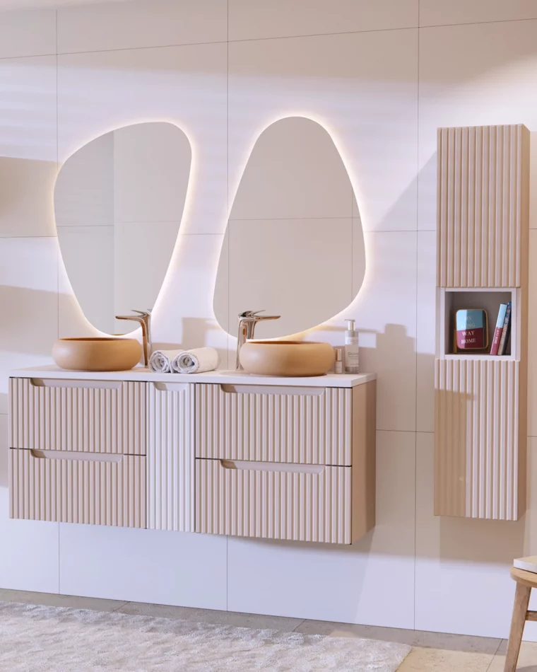 double meuble vasque miroir rond