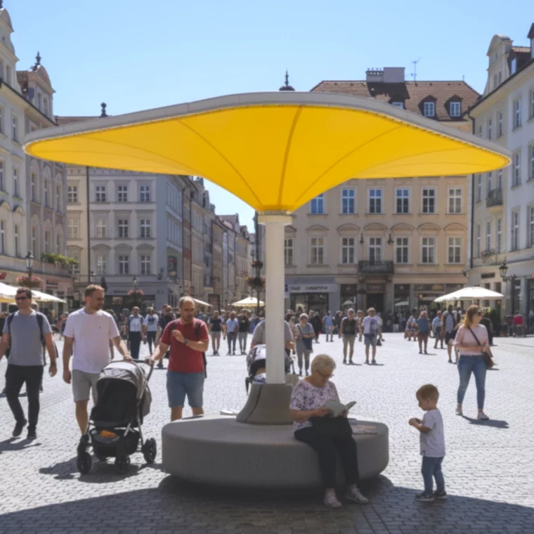 ilot de fraicheur urbain modulable couleur jaune