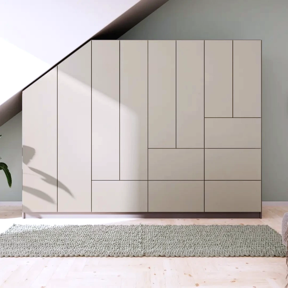 meuble blanc sur mesure pour mettre sous les escaliers